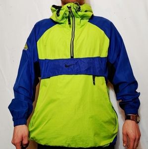 Vintage 90s Nike ACG Jacket Clima Fit Colorblock Packable Fanny Neon Blue
